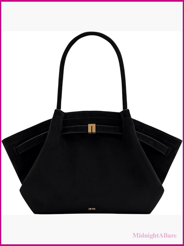 Medium Tote Bag Faux Suede Magnetic Snap Closure